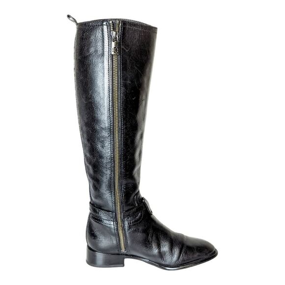 TORY BURCH Aaden Black Leather Riding Boot Size 5M - Picture 7 of 9
